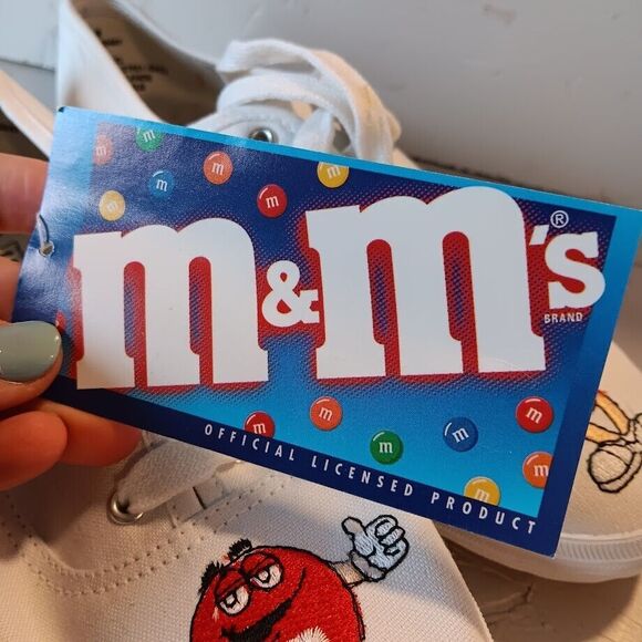 M&M’s Vintage Shoes Canvas Women’s Size 9 White Red 2000 - Picture 4 of 7